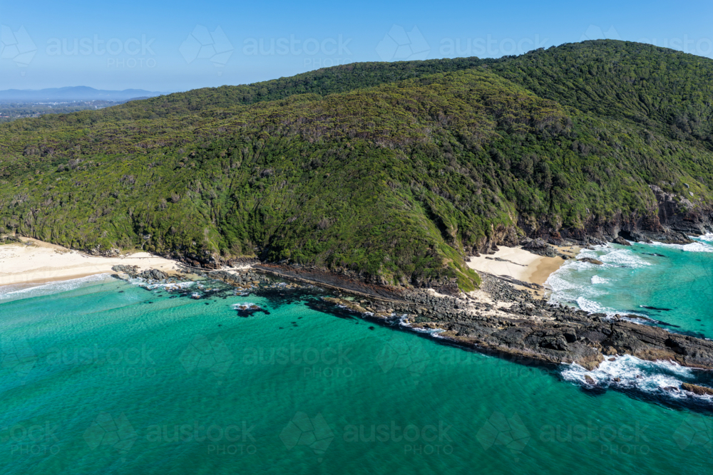 Aerial view of Seven Mile Beach in Forster, New South Wales - Australian Stock Image