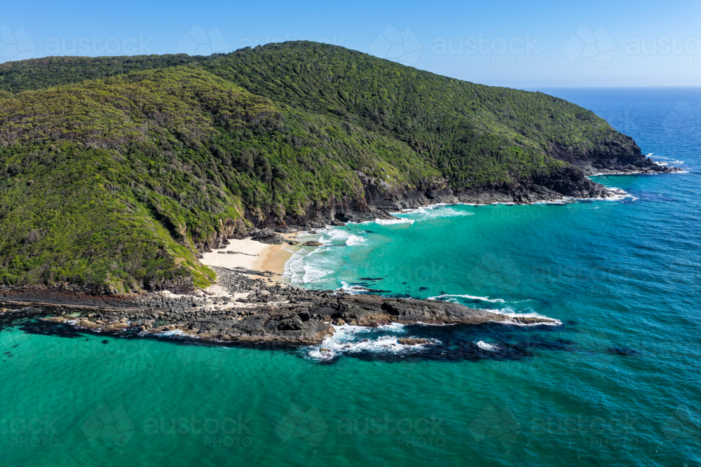 Aerial view of Seven Mile Beach in Forster, New South Wales - Australian Stock Image