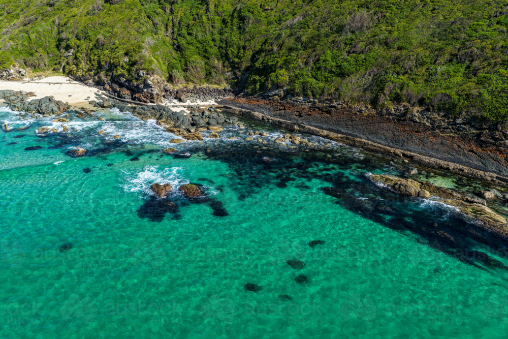 Aerial view of Seven Mile Beach in Forster, New South Wales - Australian Stock Image
