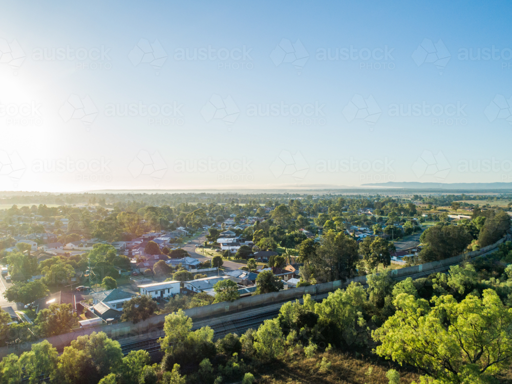 Aerial view of Singleton Heights a suburb of rural country town in Hunter Valley NSW Australia : Austockphoto Aerial view of Singleton Heights a suburb of rural country town in Hunter Valley NSW Australia - Australian Stock Image