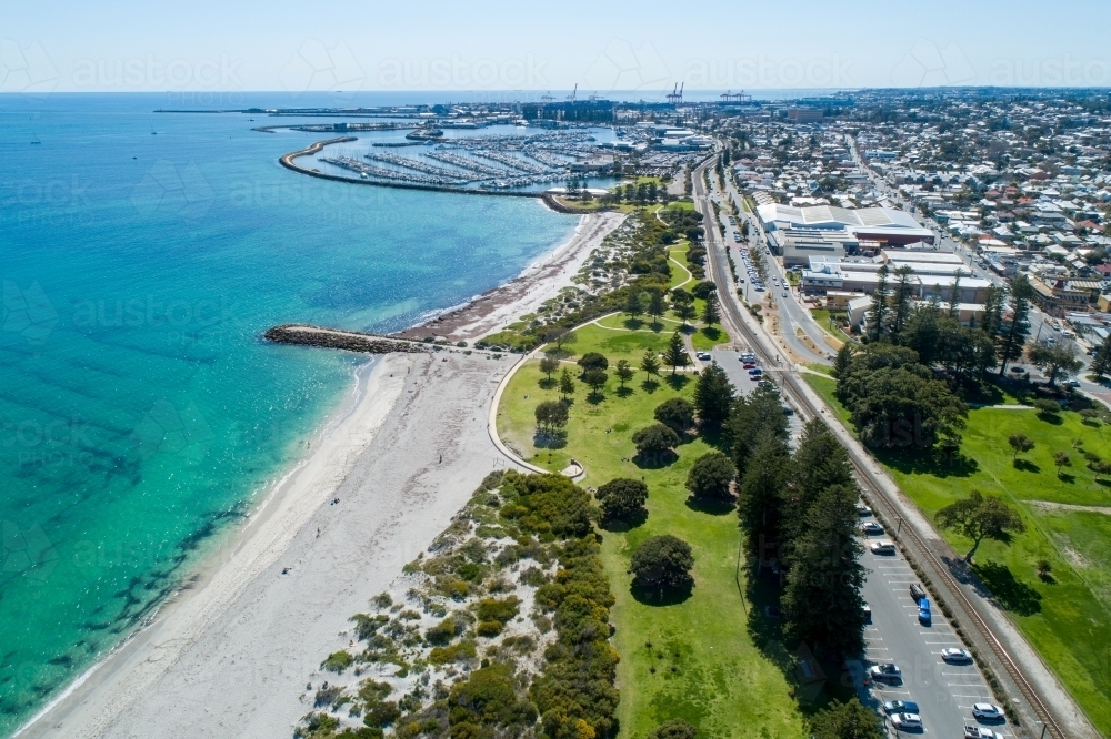 Aerial view of South Beach and Fremantle, Western Australia. - Australian Stock Image