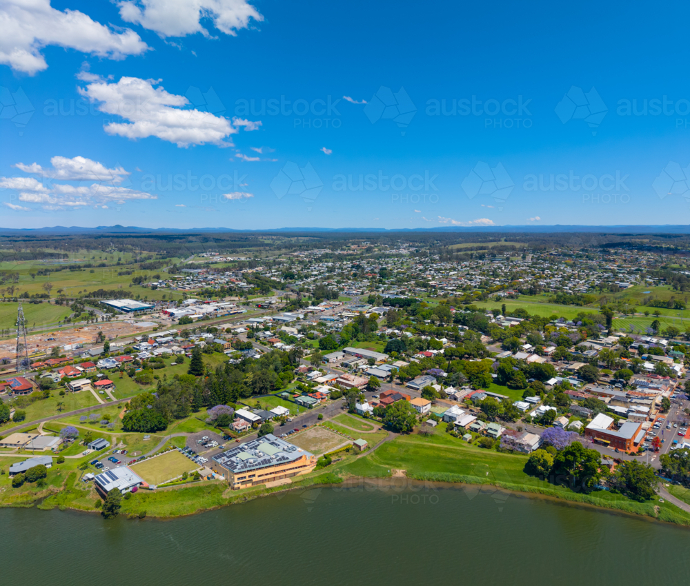 Aerial view of South Grafton in New South Wales, with the South Grafton club in the foreground - Australian Stock Image
