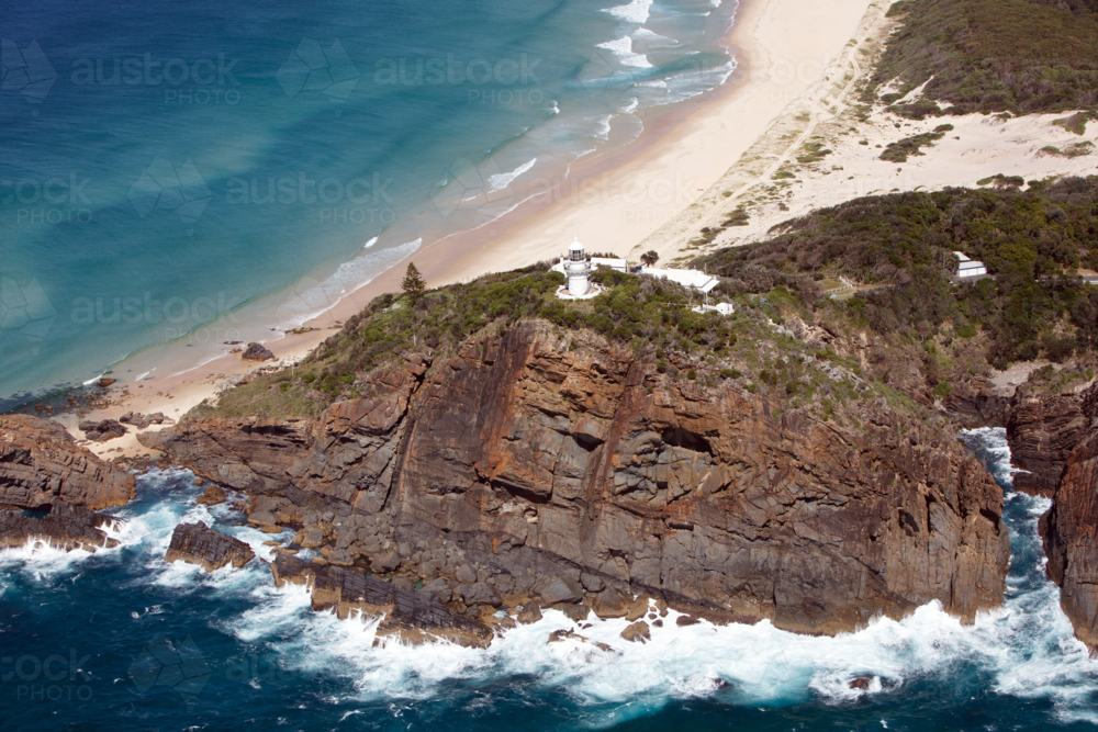 Aerial view of Sugarloaf Lighthouse - Australian Stock Image