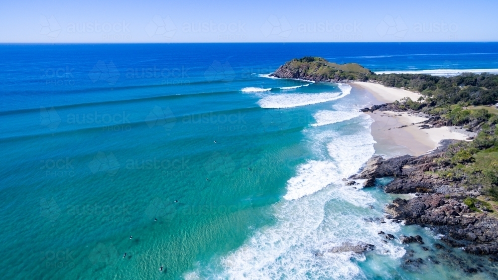 Aerial view of surf at Cabarita Beach. - Australian Stock Image