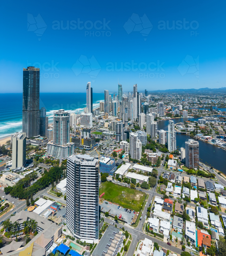 Aerial view of Surfers Paradise on the Gold Coast - Australian Stock Image