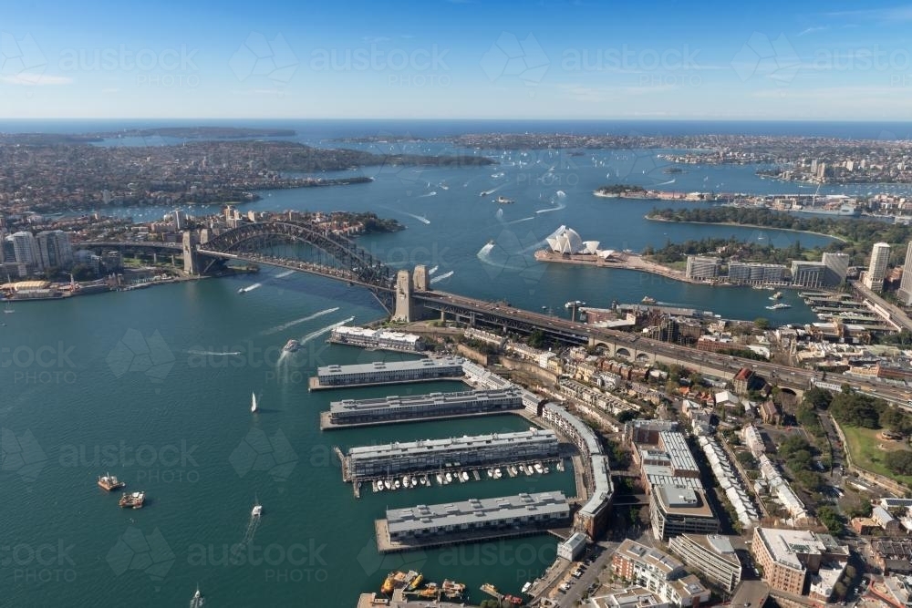 Aerial view of Sydney Harbour - Australian Stock Image