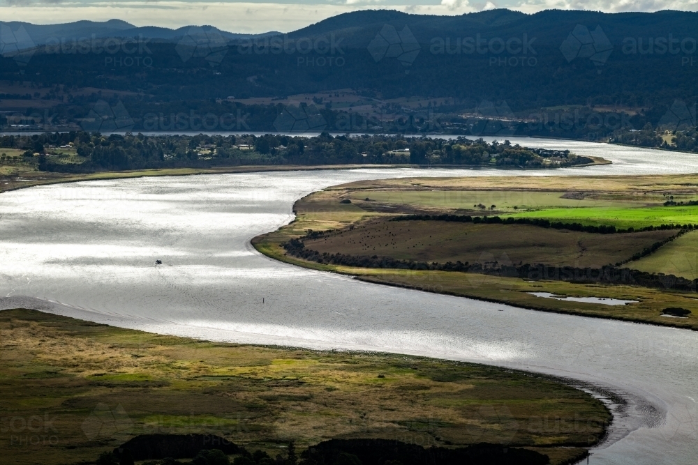 Aerial view of Tamar River - Australian Stock Image