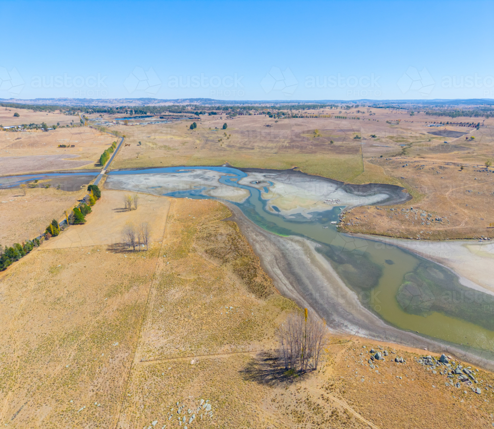 Aerial view of the Beardy Waters Reservoir in Drought - Australian Stock Image