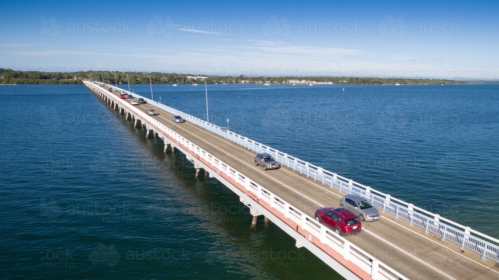 Aerial view of the Bribie Island bridge. - Australian Stock Image