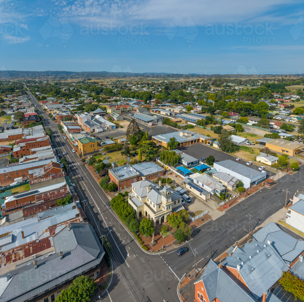 Aerial view of the CBD of Tenterfield - Australian Stock Image