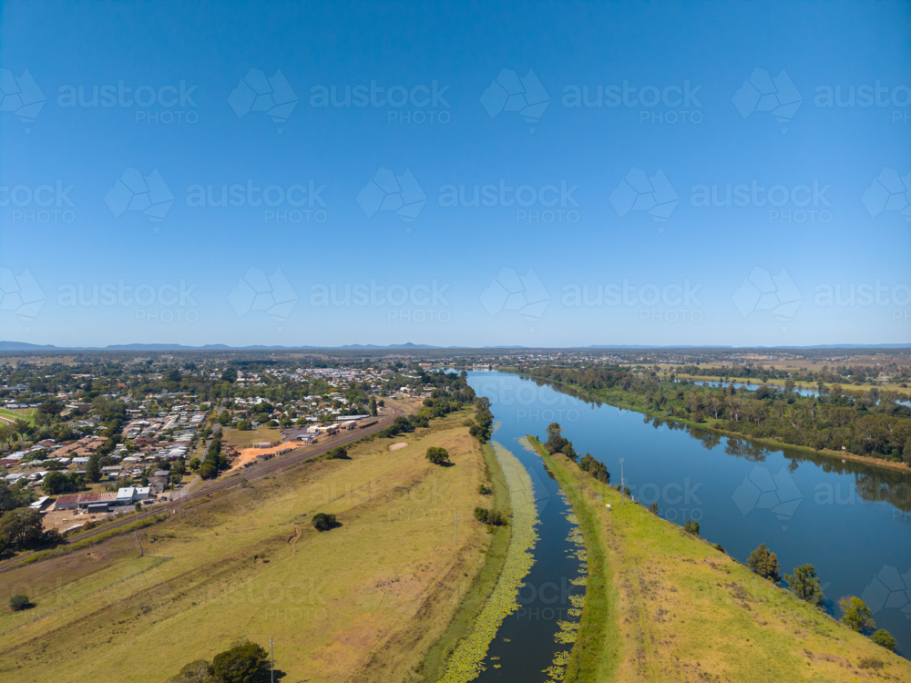 Aerial view of the Clarence River in Grafton - Australian Stock Image