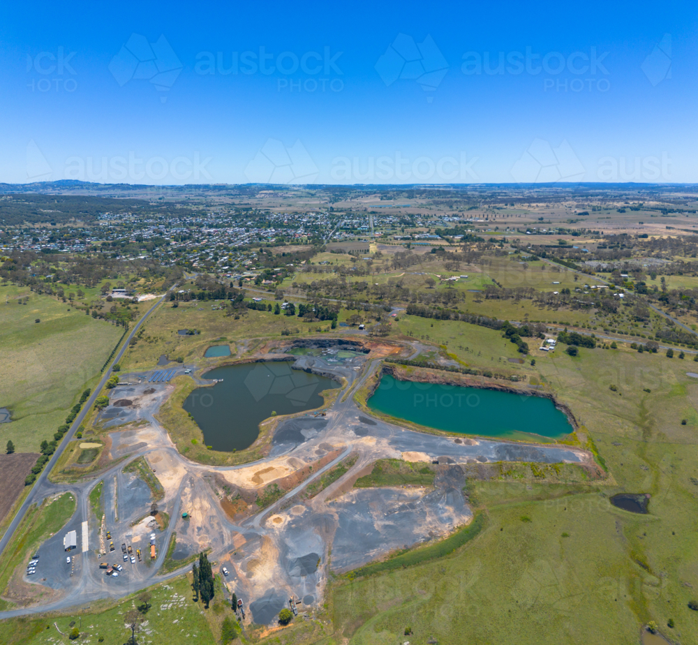 Aerial view of the Council Quarry in Glen Innes, New South Wales - Australian Stock Image