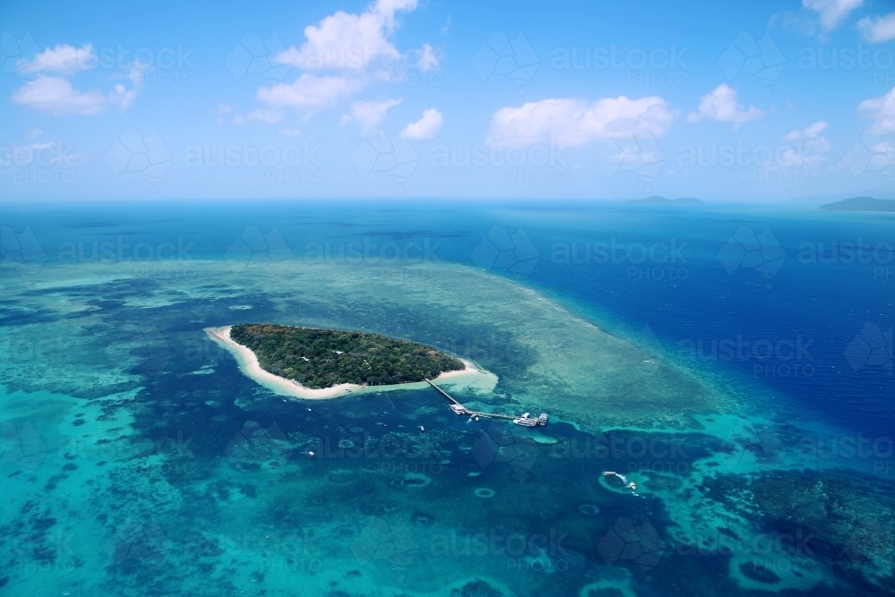 Aerial view of The Great Barrier Reef - Australian Stock Image
