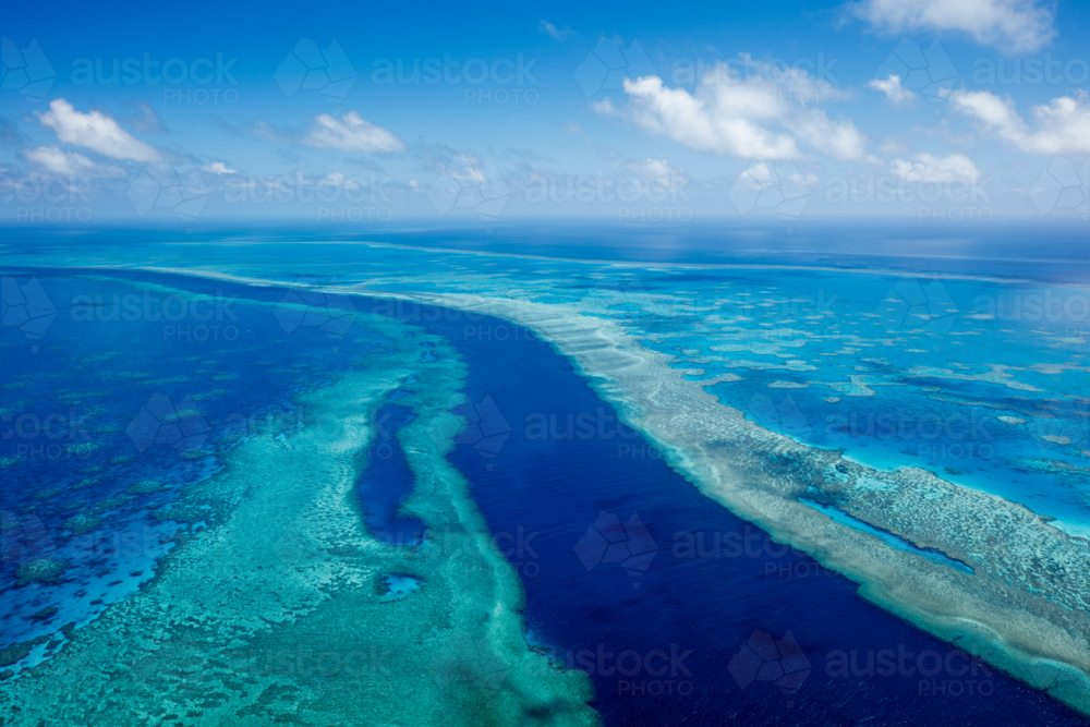 Aerial view of The Great Barrier Reef - Australian Stock Image