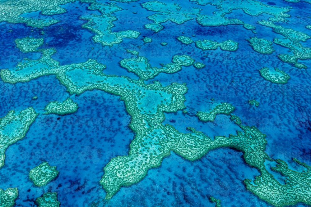 Aerial view of The Great Barrier Reef - Australian Stock Image