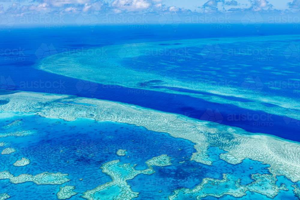 Aerial view of The Great Barrier Reef - Australian Stock Image