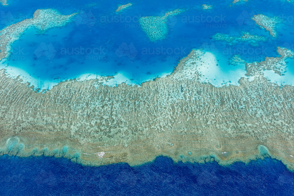Aerial view of The Great Barrier Reef - Australian Stock Image