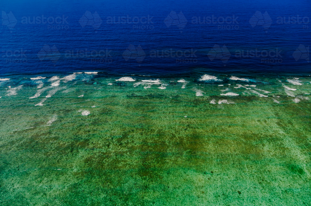 Aerial view of the Great Barrier Reef in Queensland, Australia - Australian Stock Image