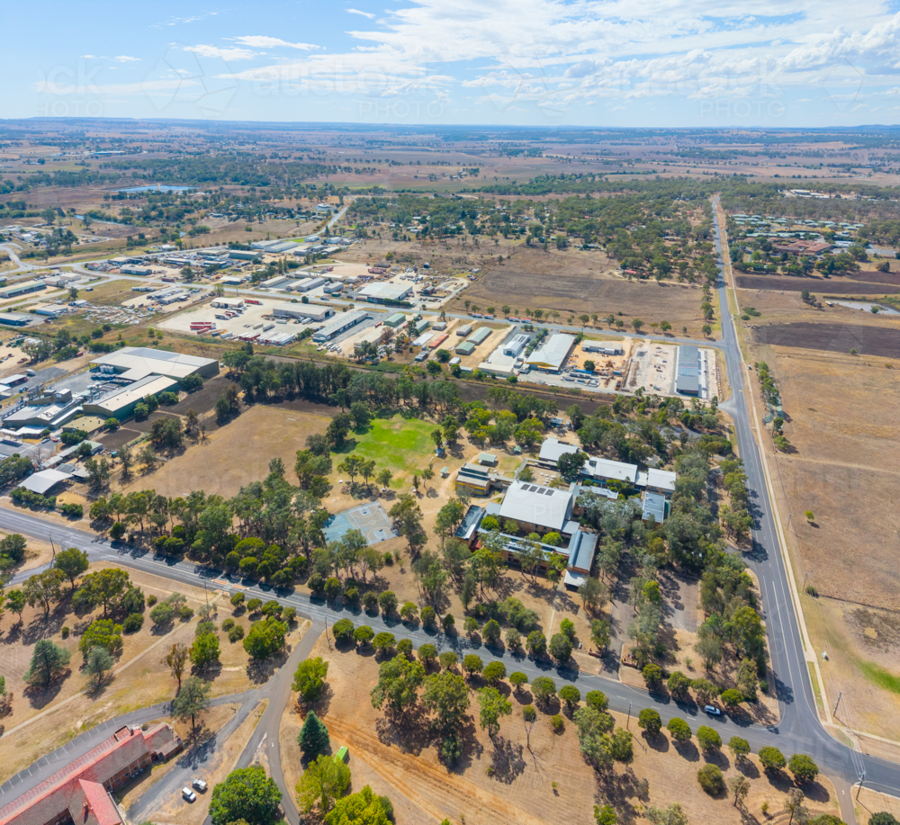 Aerial view of the Macintyre High School in Inverell - Australian Stock Image