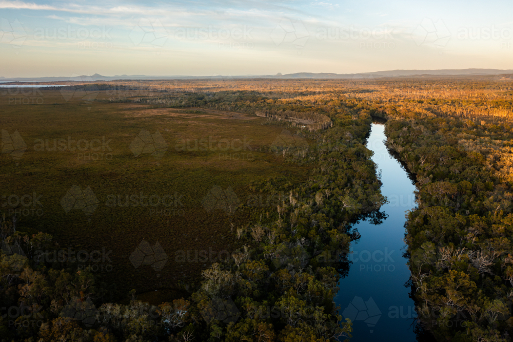 Aerial view of the Noosa River Everglades - Australian Stock Image
