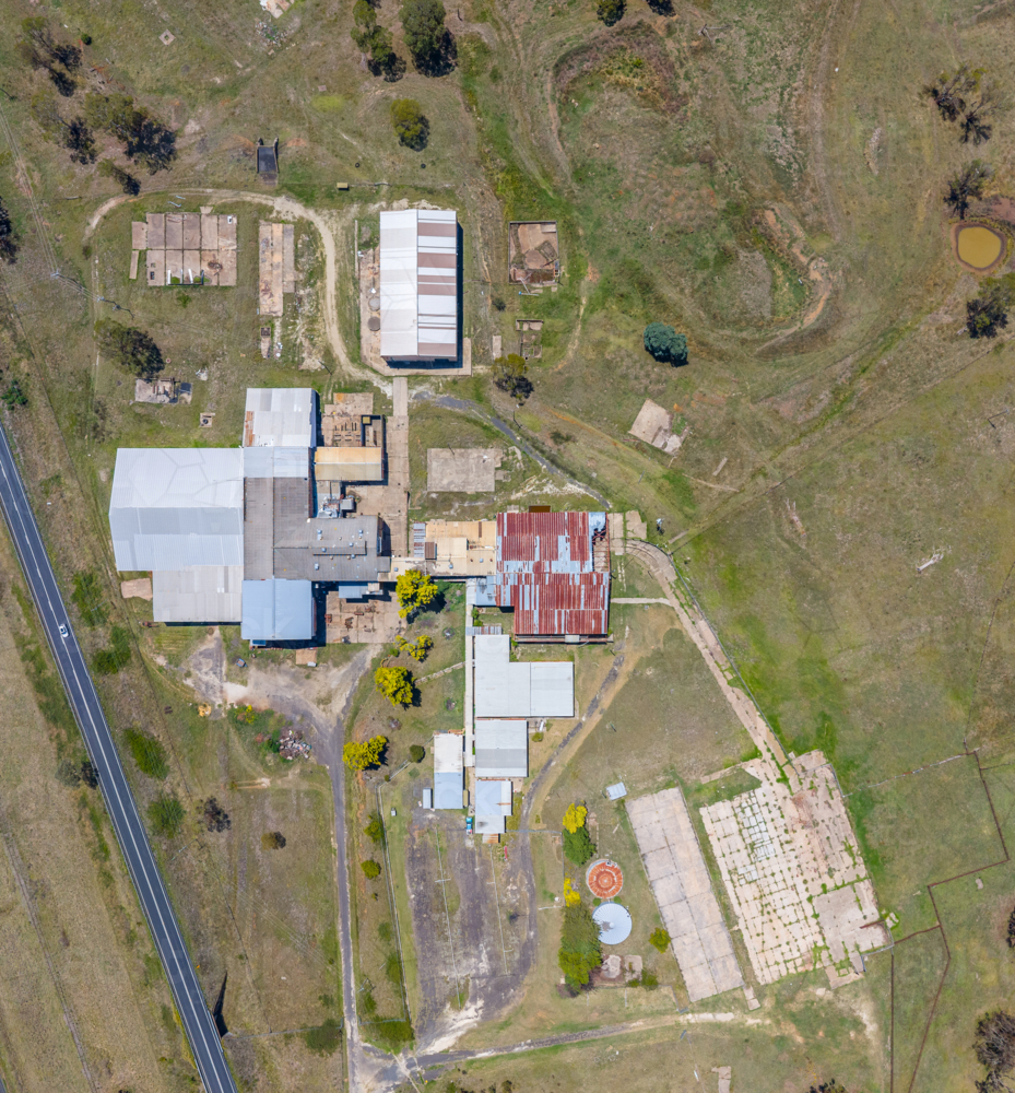 Aerial view of the old Abattoir in Guyra in northern New South Wales - Australian Stock Image