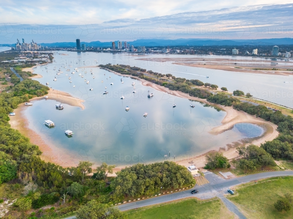 Aerial view of the Southport Marina on the Gold Coast - Australian Stock Image