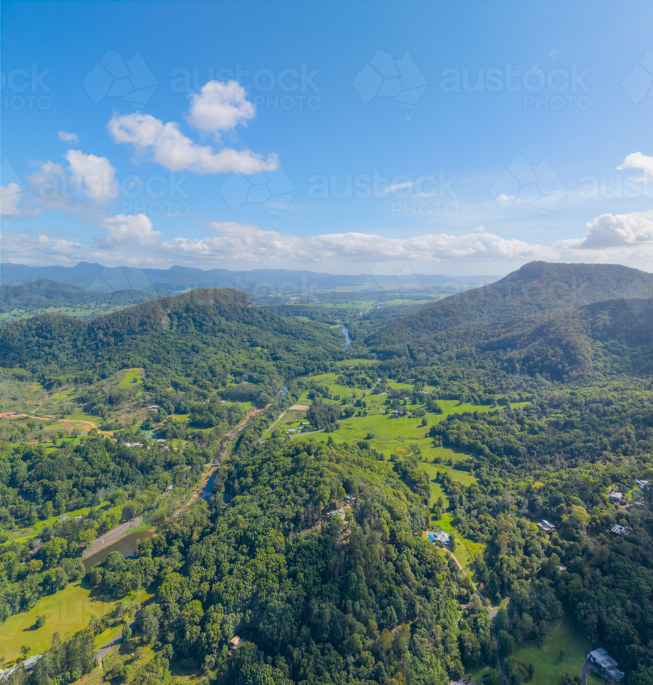 Aerial view of the Tweed Valley looking from Uki towards the coast - Australian Stock Image