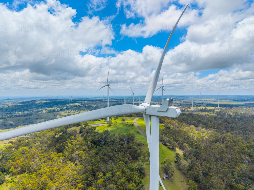 Aerial view of the White Rocks wind farm near Glen Innes, New South Wales - Australian Stock Image