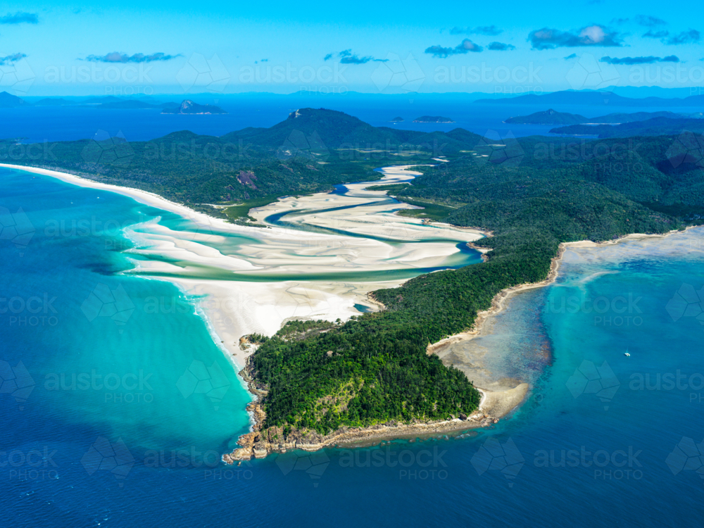 Aerial view of Tongue Point, Hill Inlet, Whitsunday Island, Queensland - Australian Stock Image