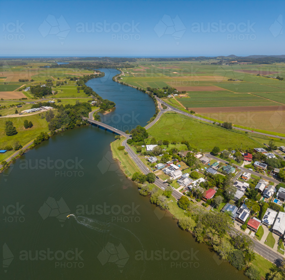 Aerial view of Tumbulgum, northern NSW - Australian Stock Image