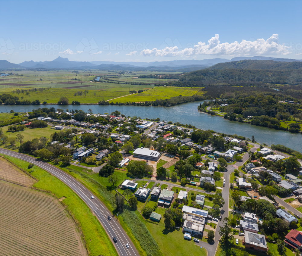 Aerial view of Tumbulgum, northern NSW - Australian Stock Image