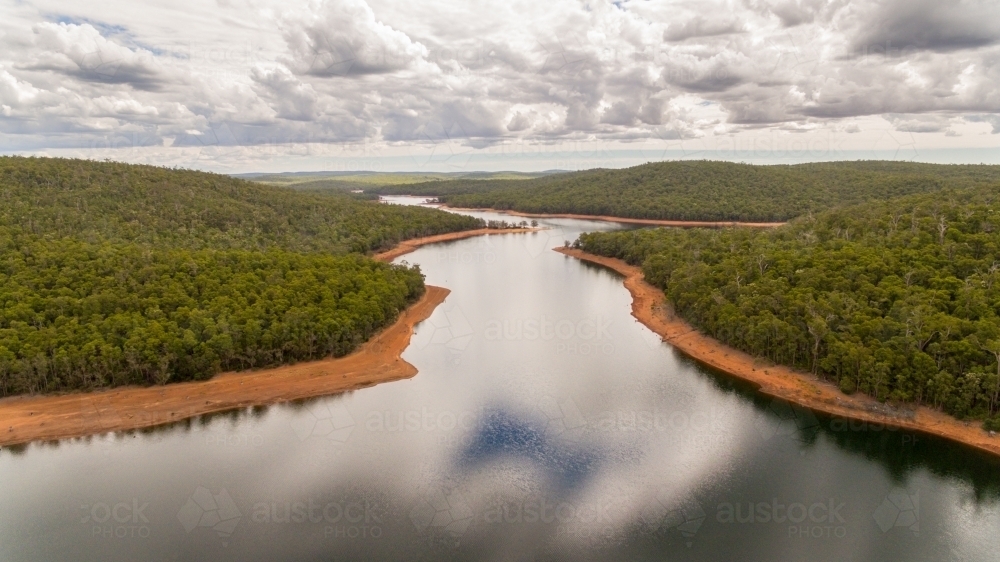 Aerial view of upper reaches of Wellington Dam - Australian Stock Image