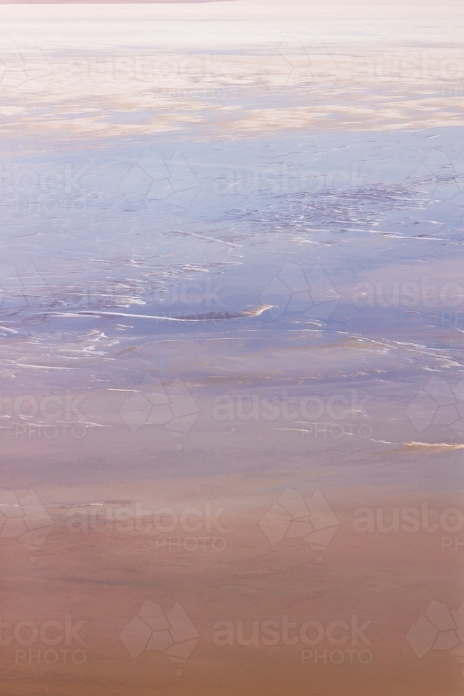 aerial view of water in Lake Eyre - Kati Thanda - Australian Stock Image