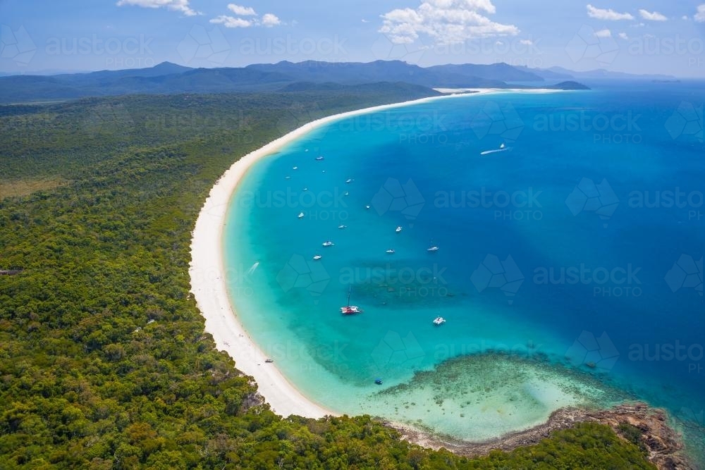 Image of Aerial view of Whitehaven Beach - Austockphoto