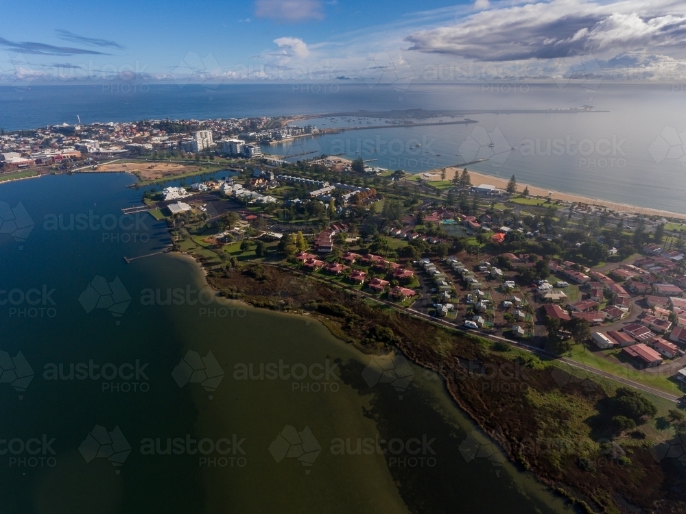 aerial view over Bunbury Inlet, the Cut, and Koombana Bay - Australian Stock Image