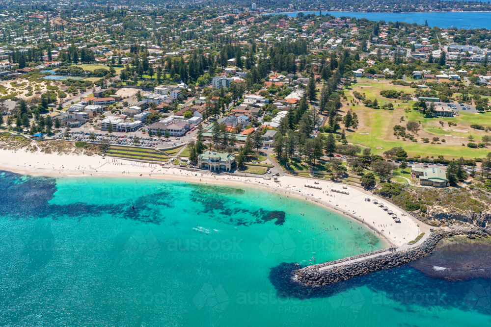 Aerial View Over Cottesloe Beach Western Australia - Australian Stock Image