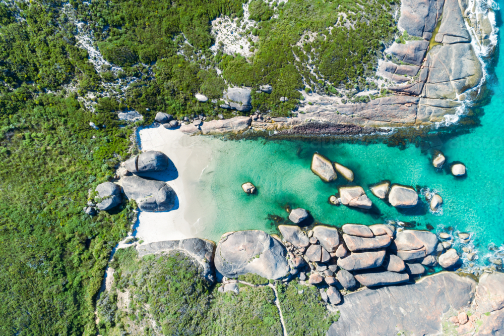Aerial view over Elephant Cove Denmark - Australian Stock Image