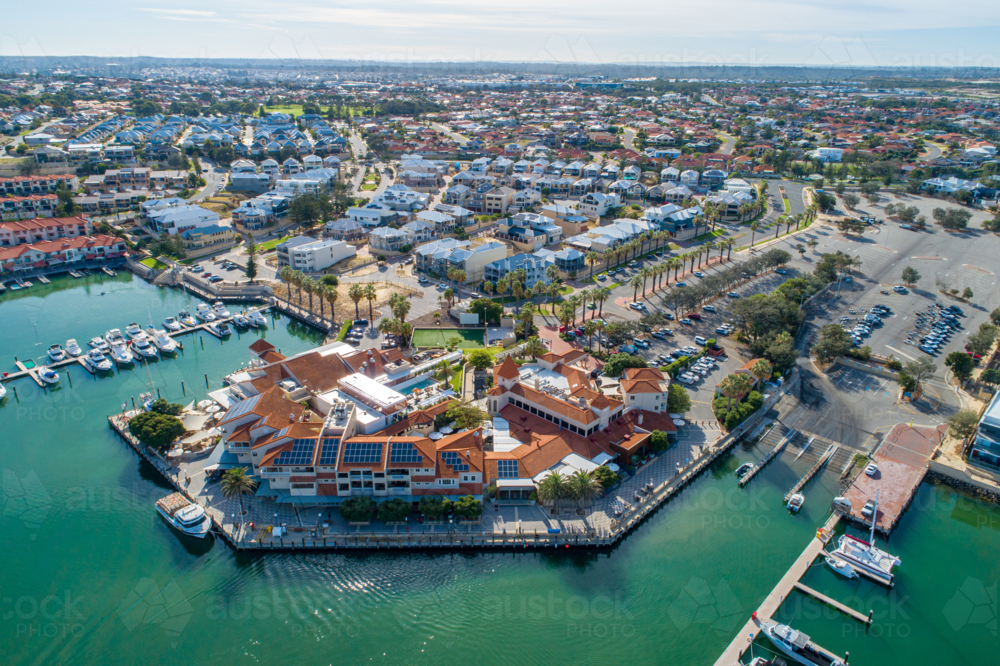 Aerial view over Mindarie Marina Western Australia - Australian Stock Image