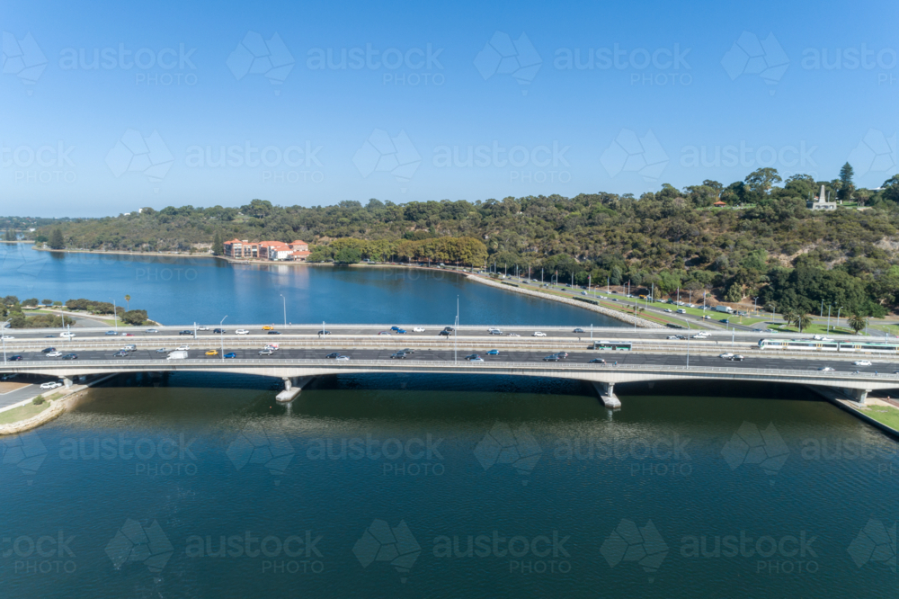 Aerial View Over Narrows Bridge Swan River Perth - Australian Stock Image