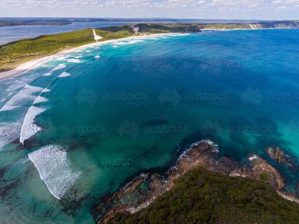 Image of aerial view over ocean beach, nullaki peninsula and Wilson ...