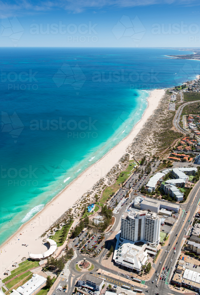 Aerial view over Scarborough Beach Coastline Western Australia - Australian Stock Image