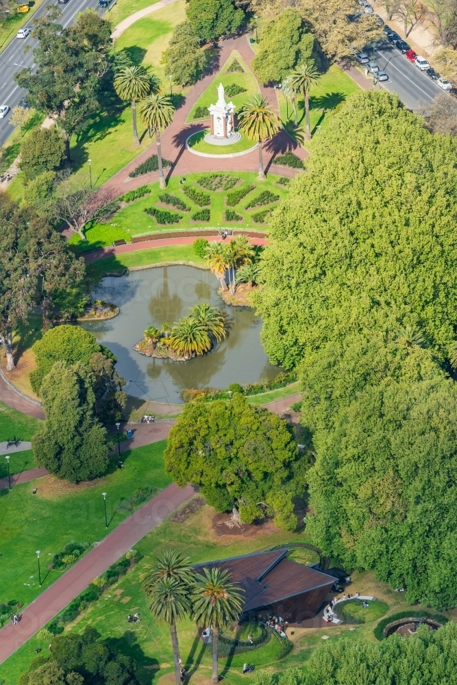 Aerial view  the Royal Botanic Gardens in Melbourne - Australian Stock Image