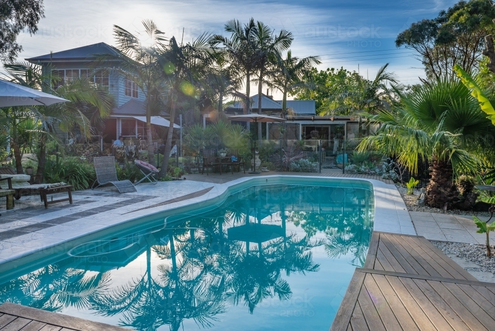 Afternoon poolside - Australian Stock Image