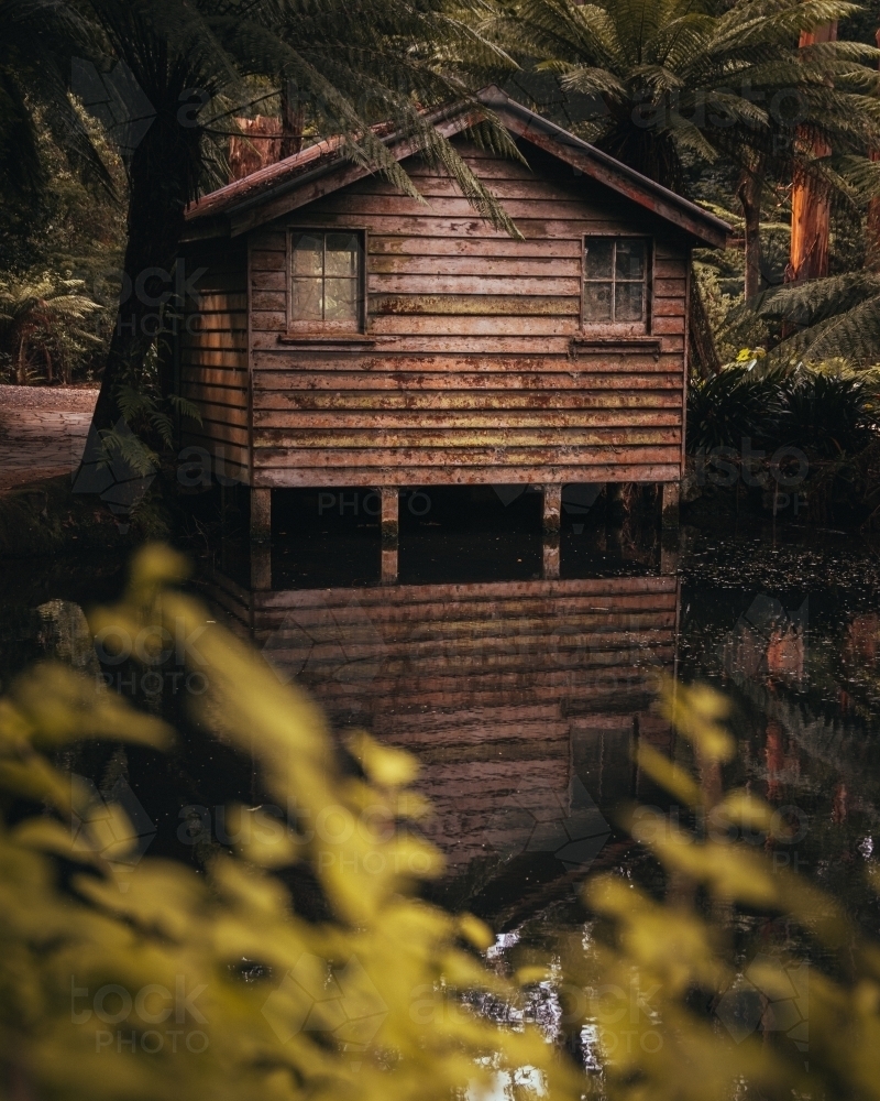 Alfred Nicholas Memorial Garden Boatshed - Australian Stock Image