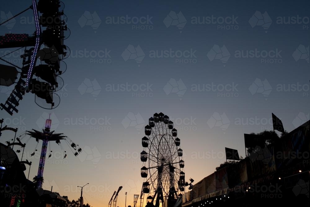 Easter Show Rides Image of Amusement rides at the Sydney Royal Easter Show - Austockphoto