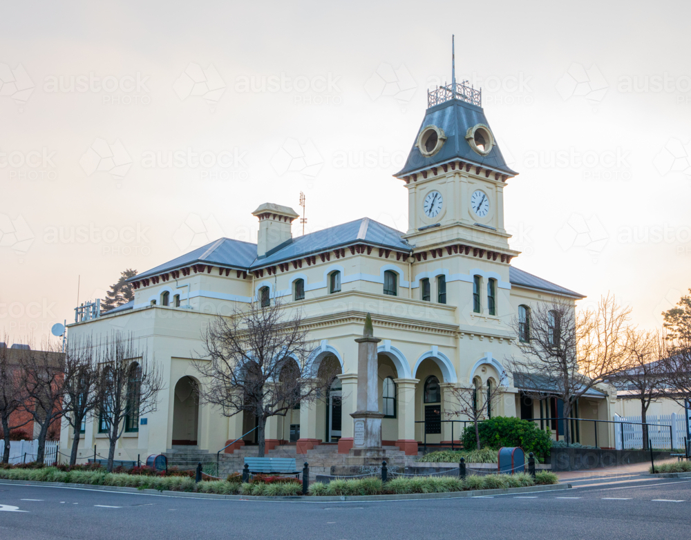 An old post office building and a dawn sky - Australian Stock Image