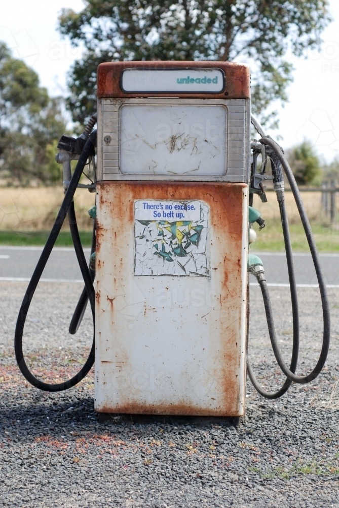 An old rusty petrol bowser in the country - Australian Stock Image