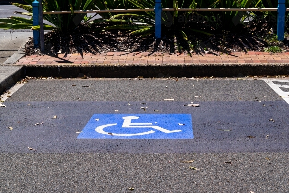an outdoor parking spot for disabled people - Australian Stock Image