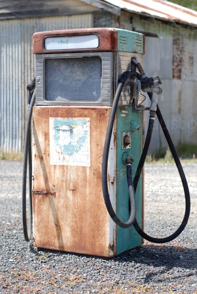 An rusty old petrol bowser in the country - Australian Stock Image