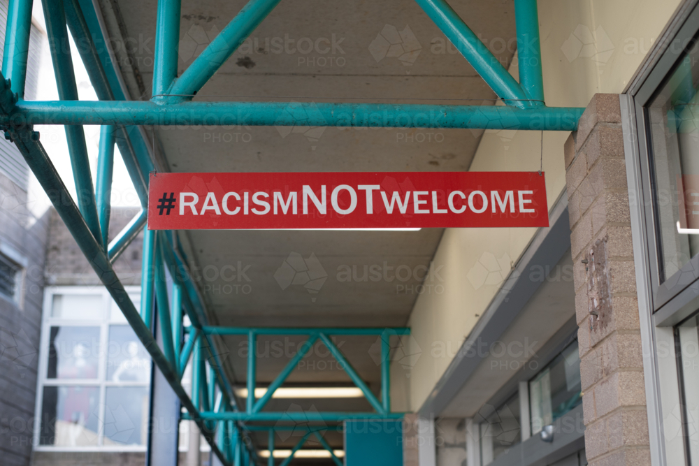 Not Racism Sign Image of anti-racism sign on campus - Austockphoto